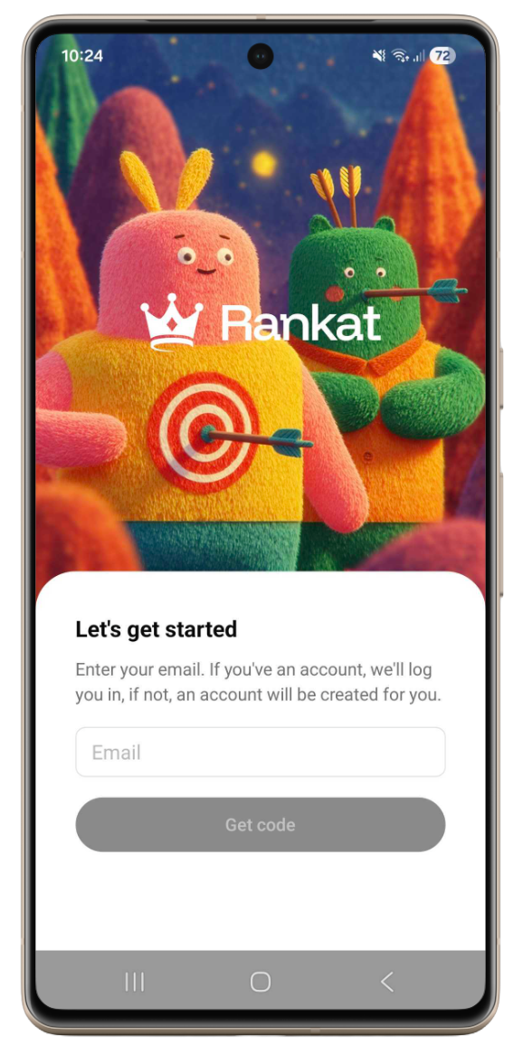 Signing up for Rankat to start an office ping pong leaderboard